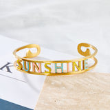 Fashion 2022 Mixed Color Letter SUNSHINE Hollow Hard Bracelet