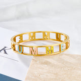 Stainless Steel Mixed Color Letter SUMMER Hollow Hard Bracelet