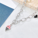 Ice Cream Cone Mixed Color With Black Heart-shaped Necklace