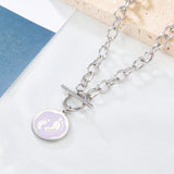 Round Accessory With Purple Double Footprint Necklace