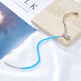 Fashion Half Blue Beads + Chain With Lobster Clasp Anklet