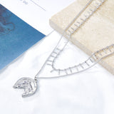 Half Round Horse Head Accessory + Chain Double Chain Necklace