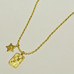 18K Gold-plated Fashion Rectangular and Pentagram Accessories Necklace