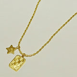 18K Gold-plated Fashion Rectangular and Pentagram Accessories Necklace