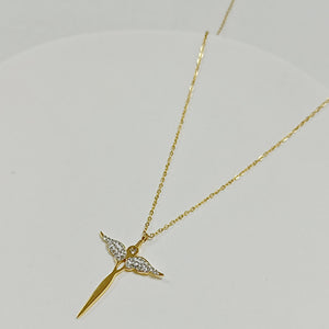 18k Gold Plated Wings With Diamond Accessory Necklace