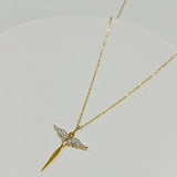 18k Gold Plated Wings With Diamond Accessory Necklace