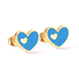 5 Colors Fashion Jewelry Stainless Steel Heart Stud Earring Set For Women's Shell Korean Earrings Set Brinco