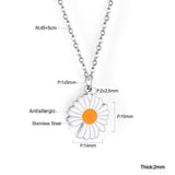 ASON Korean Fashion Sunflower Pendant Necklace for Women Stainless Steel Colorful Choker with Extender Jewelry Accessories