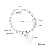 ASON Fashion 316L Stainless Steel Smiley Face Charm Bracelet with Good Lucky Pendant Bangle for Women Jewelry