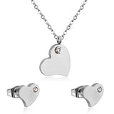 Ensemble de bijoux pour femmes, pendentif en forme de cœur, collier et boucles d'oreilles CZ, avec chaîne gratuite, pièces de bijoux, offre spéciale