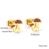 ASON Cute Vegetable Shape Cartoon Earrings 316L Stainless Steel Unusual Small Stud Earrings for Women Fashion Jewelry