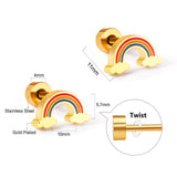 ASON Cute Strawberry Cloud Rainbow Stud Earrings Children's Earrings Stainless Steel Fashion Jewelry for Girl Women