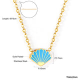 ASON – collier avec pendentif en forme de coquille bleue, chaîne de couleur or/argent en acier inoxydable pour femmes et hommes, accessoires de bijoux à la mode 