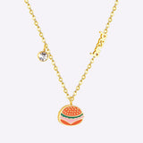 316L Stainless Steel Gold Bread Bus Vegetable Pendant Necklaces For Women With Free Chain Crystal Necklace collares