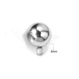 ASON 100 Uds. Bola de acero inoxidable de 8mm y 10mm con anillo, joyería, colgante, abalorio, cuentas de acero para fabricación de joyas DIY