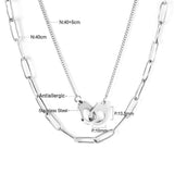 ASON – collier multicouche en acier inoxydable pour femmes, couleur or, trombone, chaîne, ras du cou, boucle, pendentif, bijoux, cadeau à la mode 