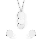 Stainless Steel Round Paillettes Trendy Necklaces Earrings Sets Jewelry Set Gold/Silver Color For Lovers Woman Gift