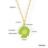 ASON Korean Fashion Sunflower Pendant Necklace for Women Stainless Steel Colorful Choker with Extender Jewelry Accessories