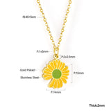 ASON Korean Fashion Sunflower Pendant Necklace for Women Stainless Steel Colorful Choker with Extender Jewelry Accessories