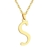 ASON Initial 26 Letters A-Z Gold Color Stainless Steel Modern Chain Choker Pendant Necklaces For Women Fashion Jewelry