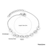 ASON Round Disc Charm Trendy Bracelet 316L Stainless Steel Bangle with Extender Women Fashion Jewelry Gift Accessories