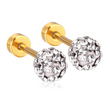 ASON Piercing Earrings Stainless Steel Cubic Zirconia Stud Earring Gold Color Brinco Bijoux Wholesale Fashion Jewelry Women