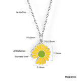 ASON Korean Fashion Sunflower Pendant Necklace for Women Stainless Steel Colorful Choker with Extender Jewelry Accessories