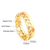 ASON anillos de dedo de acero inoxidable de Color dorado a la moda de circonia cúbica geométrica para mujer, anillo de boda, regalo de fiesta, joyería 