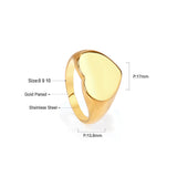 ASON Vintage Heart Round Square Shape Ring Gold Color Stainless Steel Geometric Fashion Jewelry for Women Men Accessories