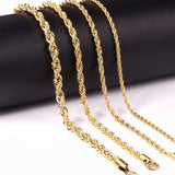 ASON 1pc Sale Stainless Steel Twist Chains Necklace For Women Men Hiphop Jewelry 2mm 3mm Necklace For Pendants Wholesale Support