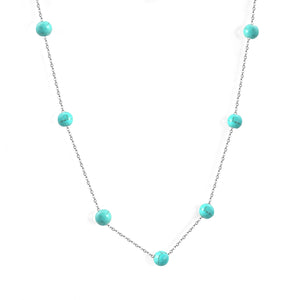 Rétro 45 + 5 cm bleu période pendentif chaîne tour de cou femmes Imitation colliers en acier inoxydable bijoux femme Collier cadeau 