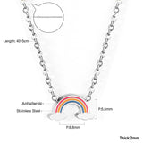 ASON Rainbow Charm Pendant Chain Necklace Gold Color Stainless Steel Necklace for Women Girl Lovely Gift Jewelry Chokers