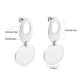 ASON classique couleur or pendentif rond boucle d'oreille en acier inoxydable boucle d'oreille pour femmes cadeau accessoires bijoux 