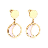 Round Shell Moon Brincos Jewelry Korean Drop Earring Sets Stainless Steel Dangle Earrings Set For Women Kolczyki