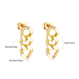 ASON Cool Chain Pendant Punk Piercing Earring Stainless Steel Stud Earrings Gold Color for Women Party Gift Fashion Jewelry