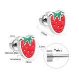 ASON Cute Strawberry Cloud Rainbow Stud Earrings Children's Earrings Stainless Steel Fashion Jewelry for Girl Women