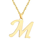 ASON Initial 26 Letters A-Z Gold Color Stainless Steel Modern Chain Choker Pendant Necklaces For Women Fashion Jewelry