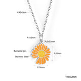 ASON Korean Fashion Sunflower Pendant Necklace for Women Stainless Steel Colorful Choker with Extender Jewelry Accessories