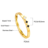 ASON Gold Color 316L Stainless Steel Quare Geometric Finger Ring for Women Cute Jewelry Party Gift Jewelry Accessory