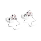 Korean Zircon Jewelry Gold/Steel Heart Star Small Stud Earring Set For Women/Girl 316L Stainless Steel Earrings