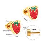 ASON Cute Strawberry Cloud Rainbow Stud Earrings Children's Earrings Stainless Steel Fashion Jewelry for Girl Women