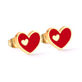 5 Colors Fashion Jewelry Stainless Steel Heart Stud Earring Set For Women's Shell Korean Earrings Set Brinco