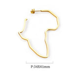 ASON Gigantic Gold Color 316L Stainless Steel Africa Map Huge Hoop Earring Ear Stud for Women Girl Gift Jewelry Accessories