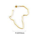 ASON Gigantic Gold Color 316L Stainless Steel Africa Map Huge Hoop Earring Ear Stud for Women Girl Gift Jewelry Accessories