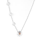 ASON Cute Flower Daisy Chain Necklace Stainless Steel Gold Color Choker with Cubic Zirconia 40cm with Extender Jewelry