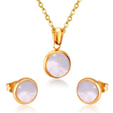 Opal Shell Dubai Wedding Bridal Christmas Jewelry Sets Pendant Necklace Earring For Women Gold Indian Jewellery Set