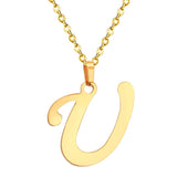 ASON Initial 26 Letters A-Z Gold Color Stainless Steel Modern Chain Choker Pendant Necklaces For Women Fashion Jewelry