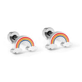 ASON Cute Children's Rainbow Small Piercing Stud Earrings Stainless Steel Gold Color for Girl Women Fashion Jewelry Gift