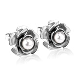 Women серёж Christmas Party Imitation Pearl Stud Earrings Rose Shape Cute Romantic Ladies Jewelry Piercing Earrings