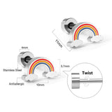 ASON Cute Strawberry Cloud Rainbow Stud Earrings Children's Earrings Stainless Steel Fashion Jewelry for Girl Women